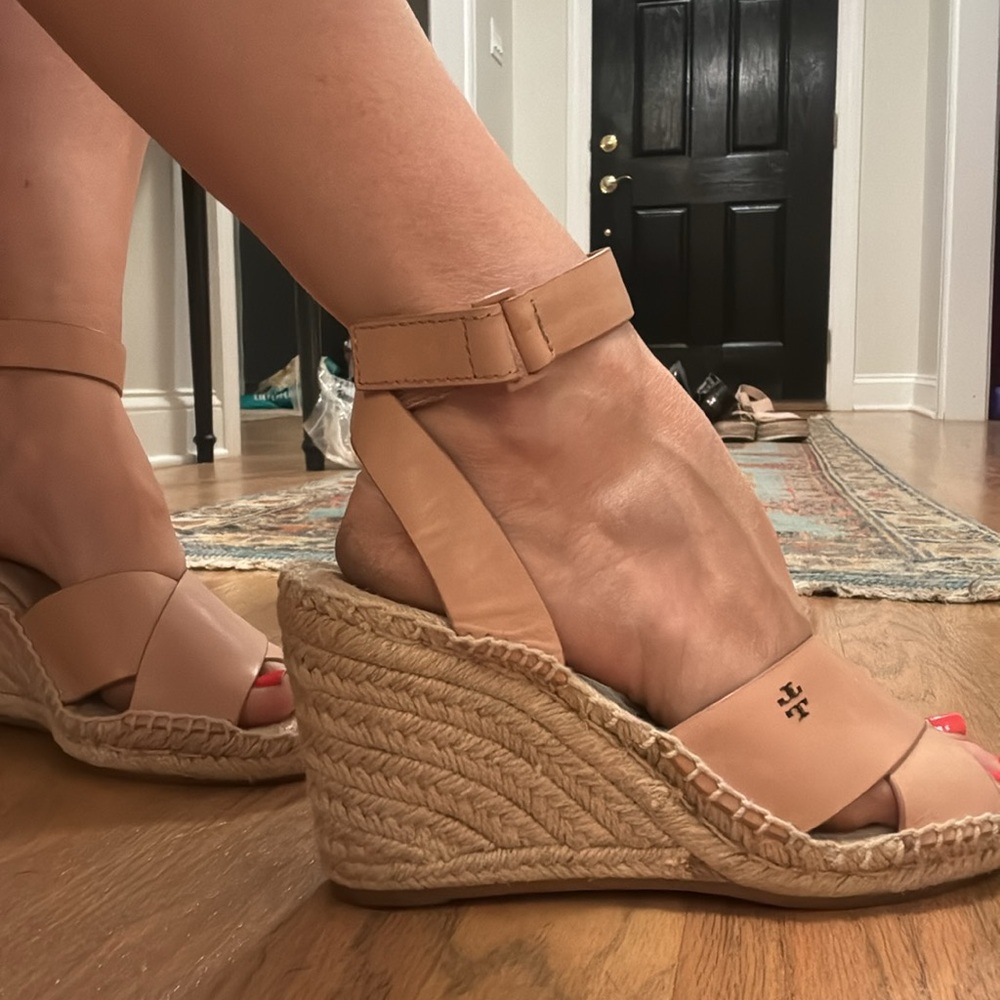 Tory Burch wedge sandals with leather ankle strap